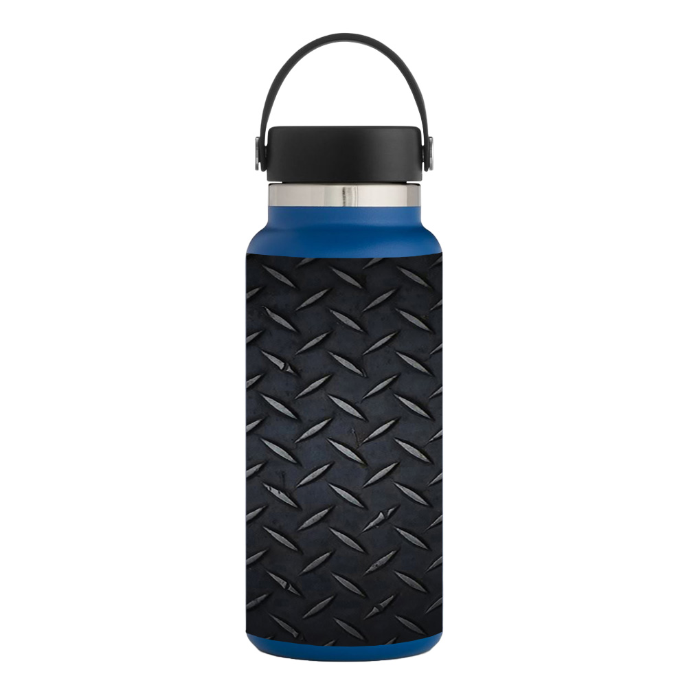 Picture of MightySkins HFWI32-Black Diamond Plate Skin for Hydro Flask 32 oz Wide Mouth - Black Diamond Plate