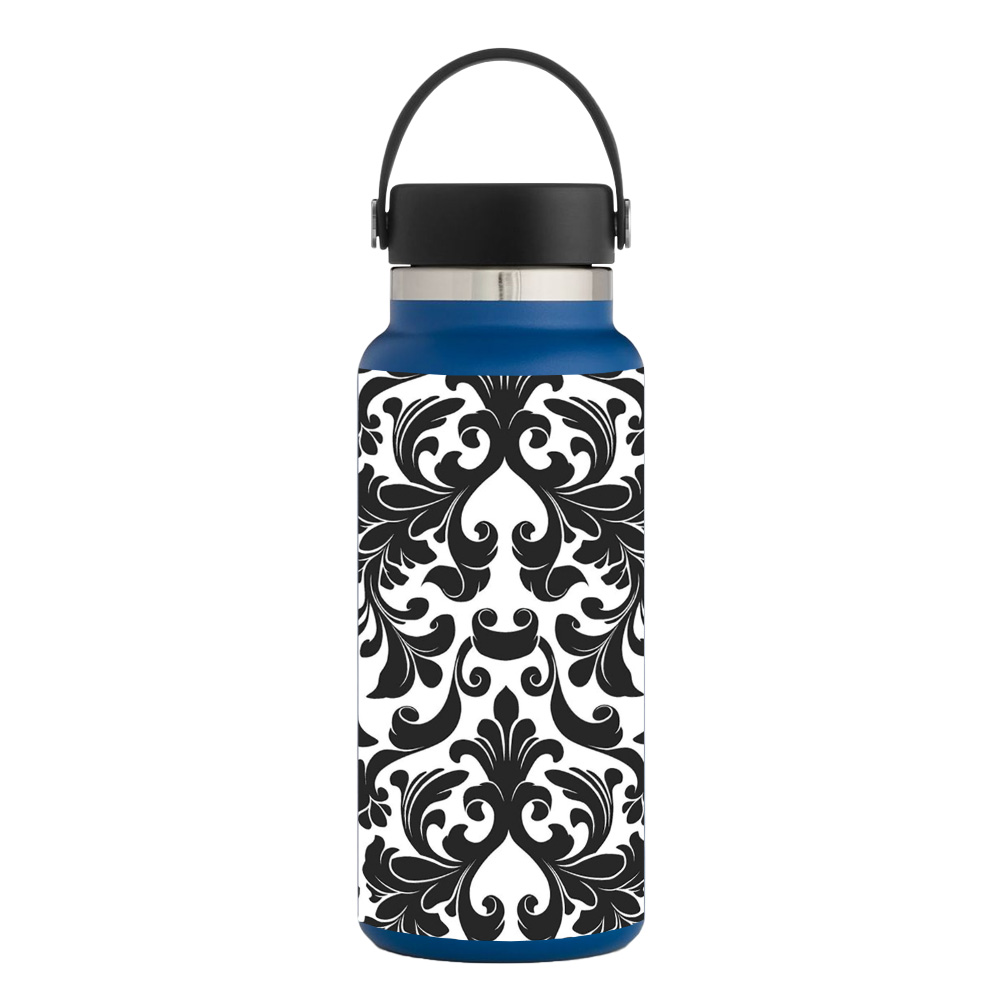 Picture of MightySkins HFWI32-Black Damask Skin for Hydro Flask 32 oz Wide Mouth - Black Damask