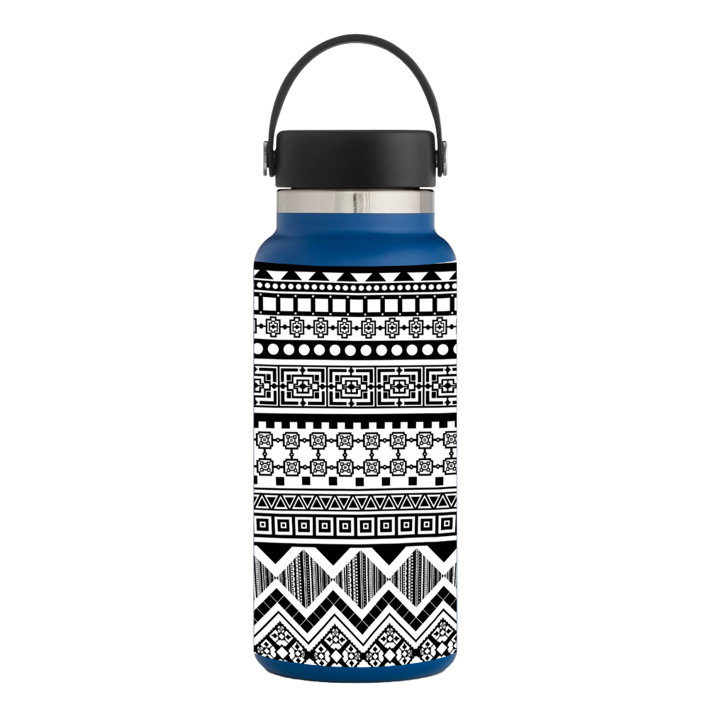 Picture of MightySkins HFWI32-Black Aztec Skin for Hydro Flask 32 oz Wide Mouth - Black Aztec