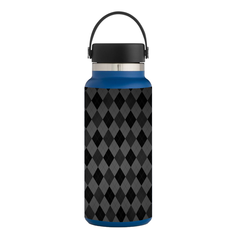 Picture of MightySkins HFWI32-Black Argyle Skin for Hydro Flask 32 oz Wide Mouth - Black Argyle
