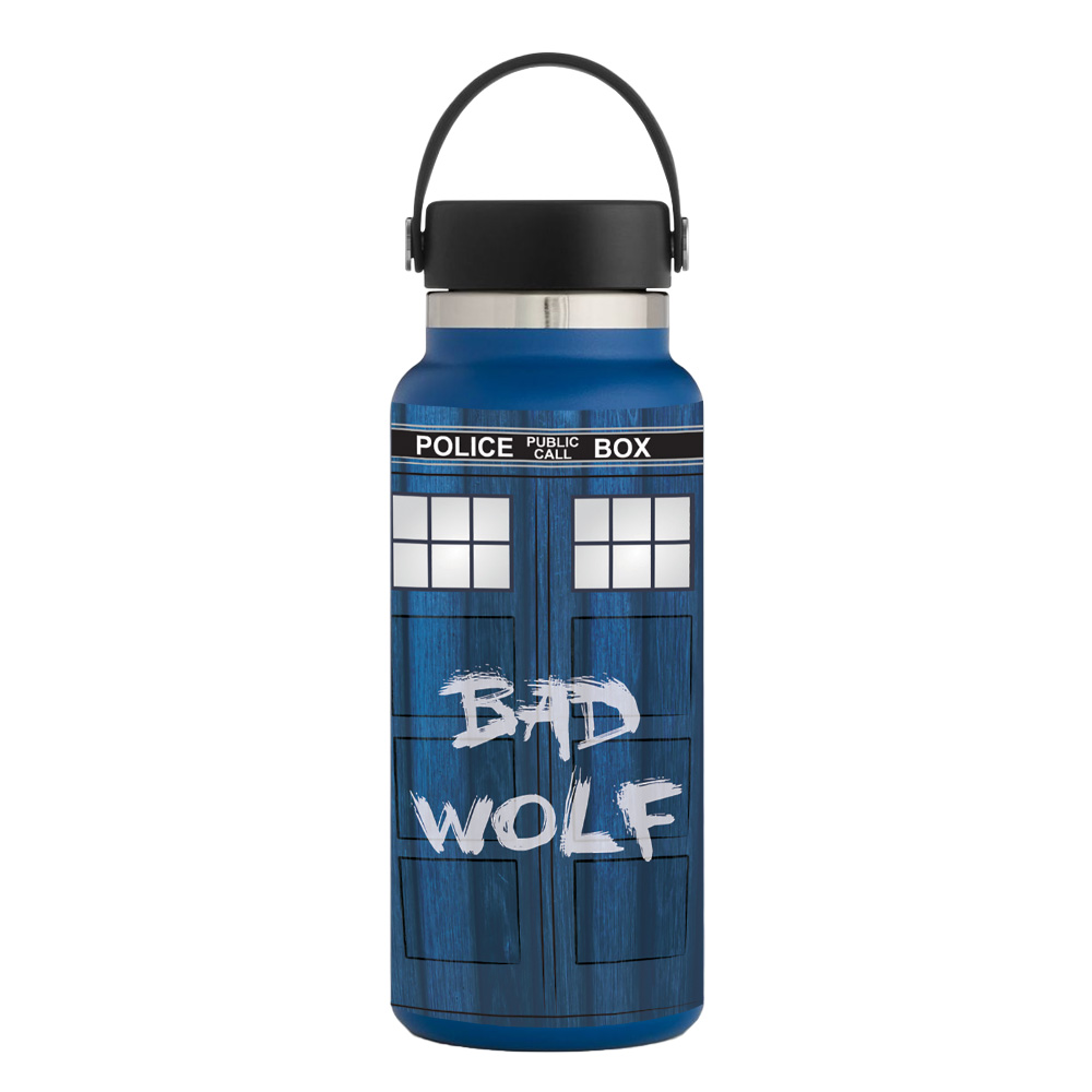 Picture of MightySkins HFWI32-Time Lord Box Skin for Hydro Flask 32 oz Wide Mouth - Time Lord Box