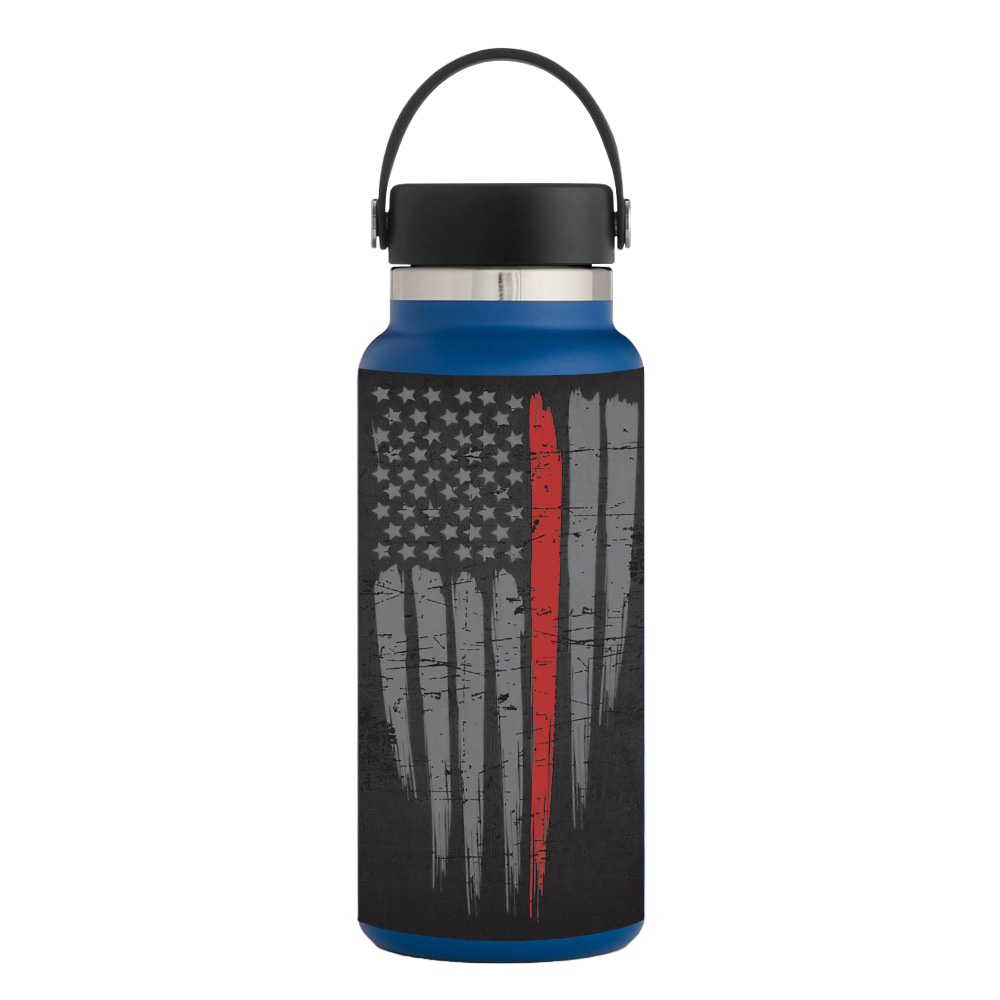 Picture of MightySkins HFWI32-Thin Red Line Skin for Hydro Flask 32 oz Wide Mouth - Thin Red Line