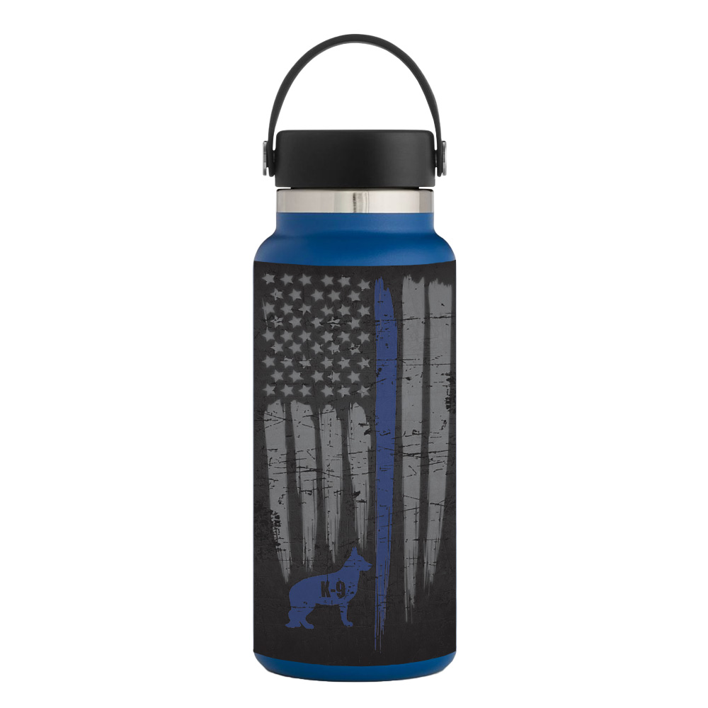 Picture of MightySkins HFWI32-Thin Blue Line K9 Skin for Hydro Flask 32 oz Wide Mouth - Thin Blue Line K9