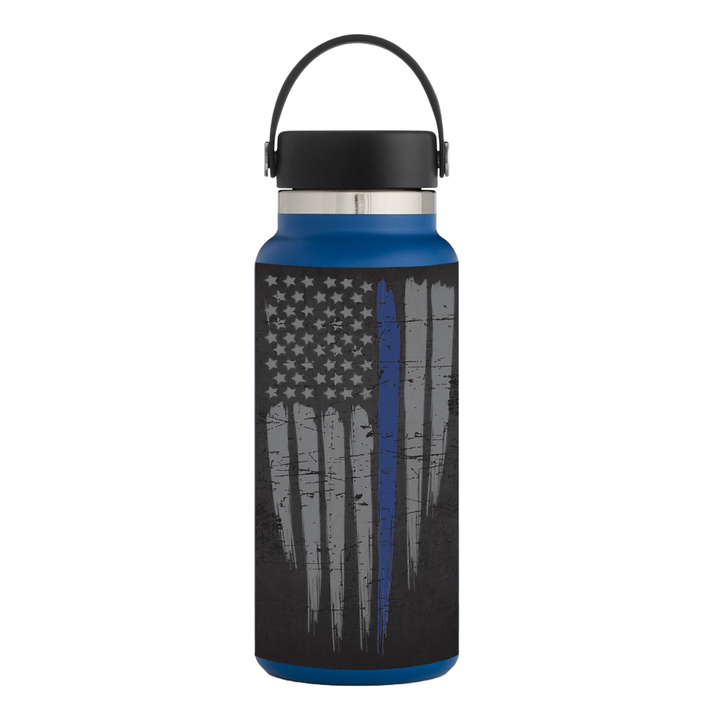 Picture of MightySkins HFWI32-Thin Blue Line Skin for Hydro Flask 32 oz Wide Mouth - Thin Blue Line