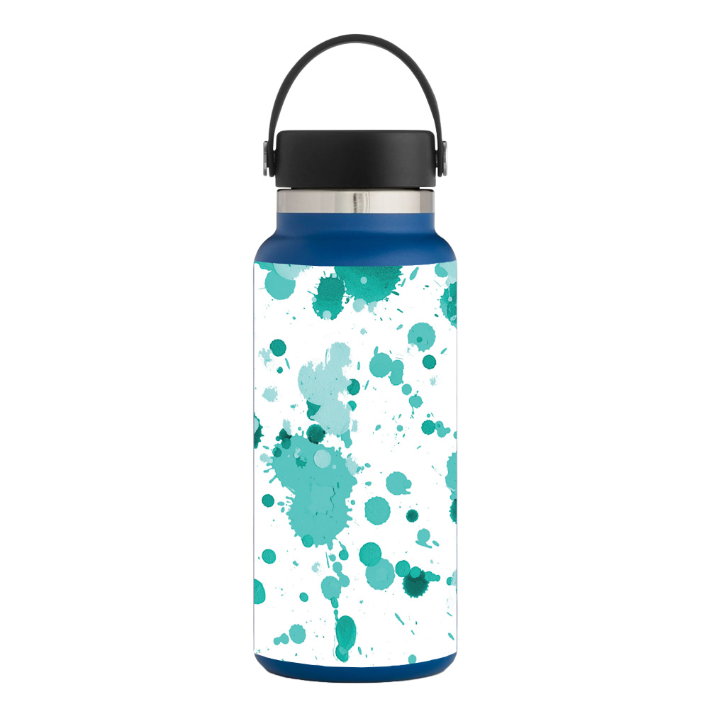 Picture of MightySkins HFWI32-Teal Splatter Skin for Hydro Flask 32 oz Wide Mouth - Teal Splatter