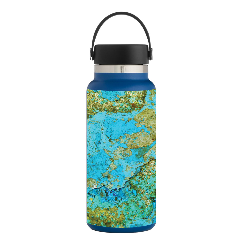 Picture of MightySkins HFWI32-Teal Marble Skin for Hydro Flask 32 oz Wide Mouth - Teal Marble