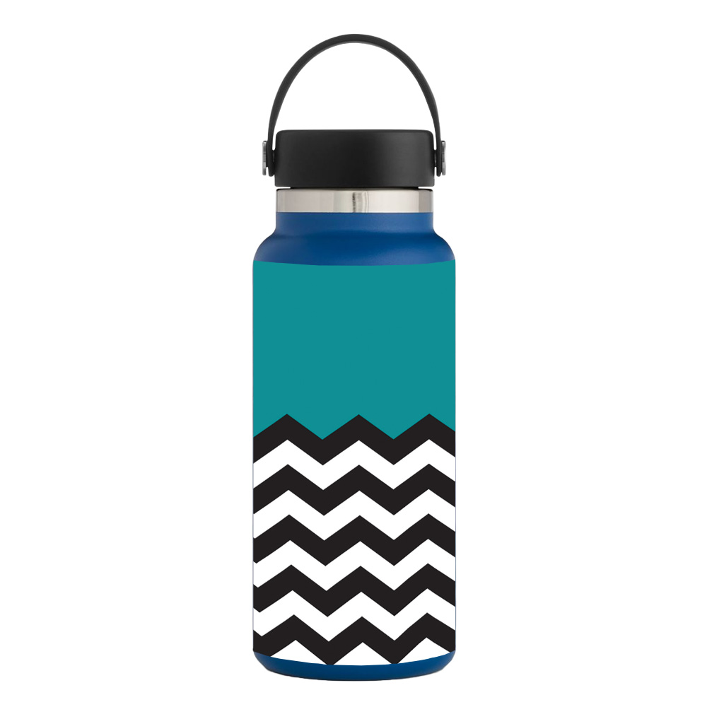 Picture of MightySkins HFWI32-Teal Chevron Skin for Hydro Flask 32 oz Wide Mouth - Teal Chevron