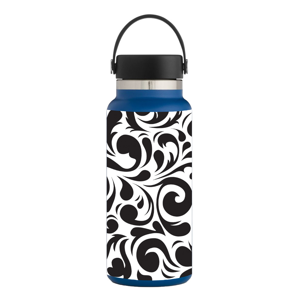 Picture of MightySkins HFWI32-Swirly Black Skin for Hydro Flask 32 oz Wide Mouth - Swirly Black