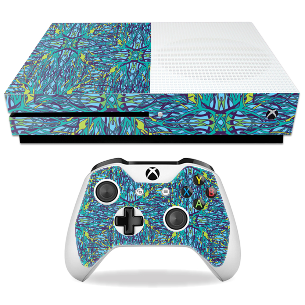 MIXBONES-Blue Veins Skin Decal Wrap for Microsoft Xbox One S - Blue Veins -  MightySkins