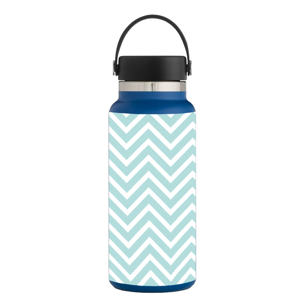 Picture of MightySkins HFWI32-Aqua Chevron Skin for Hydro Flask 32 oz Wide Mouth - Aqua Chevron