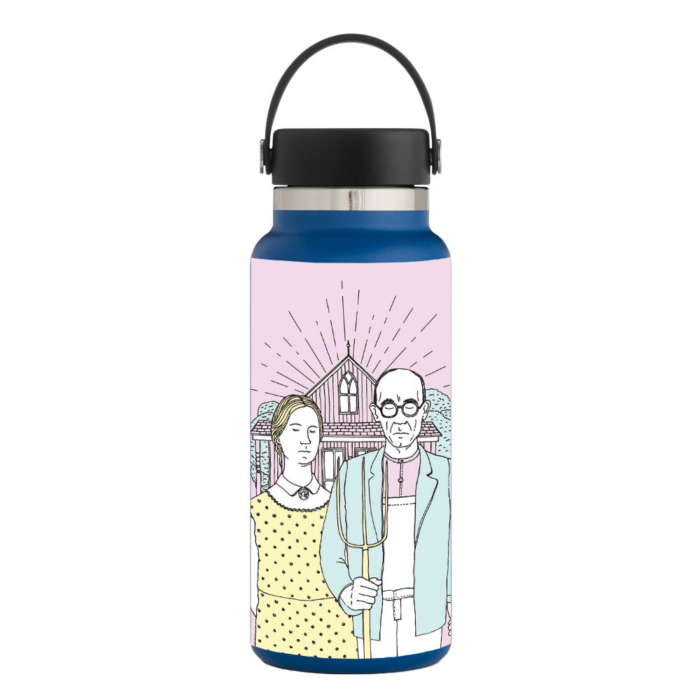 Picture of MightySkins HFWI32-American Gothic Pop Skin for Hydro Flask 32 oz Wide Mouth - American Gothic Pop