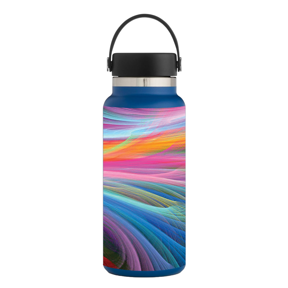 Picture of MightySkins HFWI32-Rainbow Waves Skin for Hydro Flask 32 oz Wide Mouth - Rainbow Waves