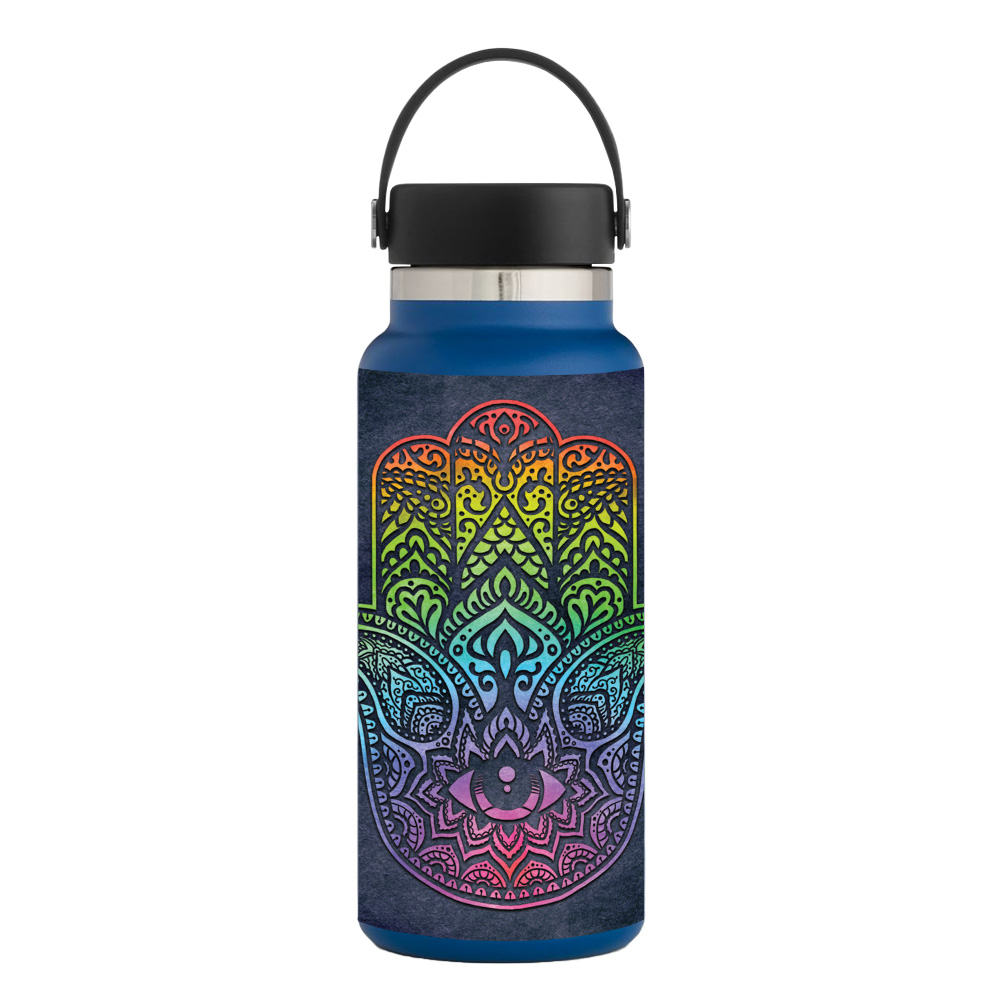 Picture of MightySkins HFWI32-Rainbow Hamsa Skin for Hydro Flask 32 oz Wide Mouth - Rainbow Hamsa