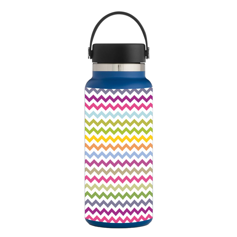 Picture of MightySkins HFWI32-Rainbow Chevron Skin for Hydro Flask 32 oz Wide Mouth - Rainbow Chevron