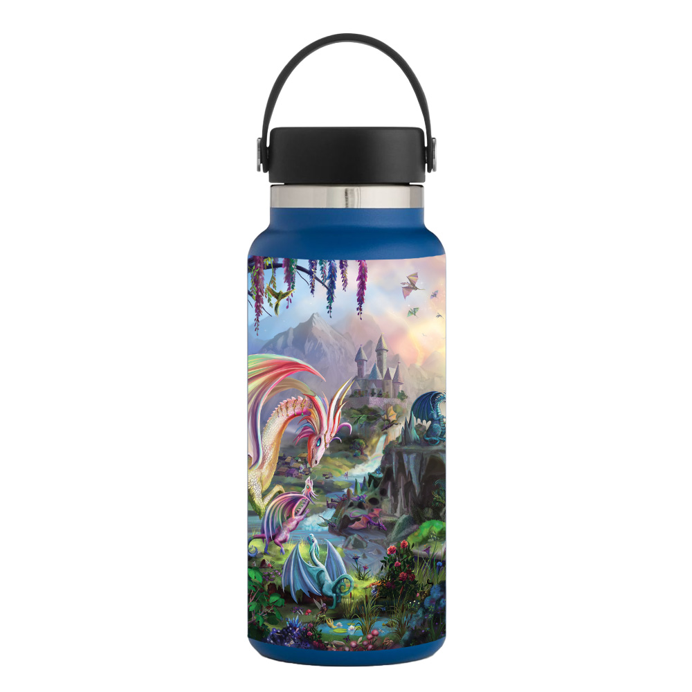 Picture of MightySkins HFWI32-Dragon Paradise Skin for Hydro Flask 32 oz Wide Mouth - Dragon Paradise