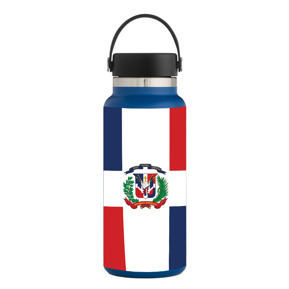 Picture of MightySkins HFWI32-Dominican Flag Skin for Hydro Flask 32 oz Wide Mouth - Dominican Flag