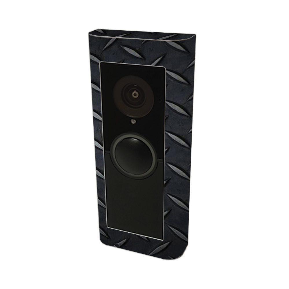 RIVDPR2-Black Diamond Plate Skin Compatible with Ring Video Doorbell Pro 2 - Black Diamond Plate -  MightySkins