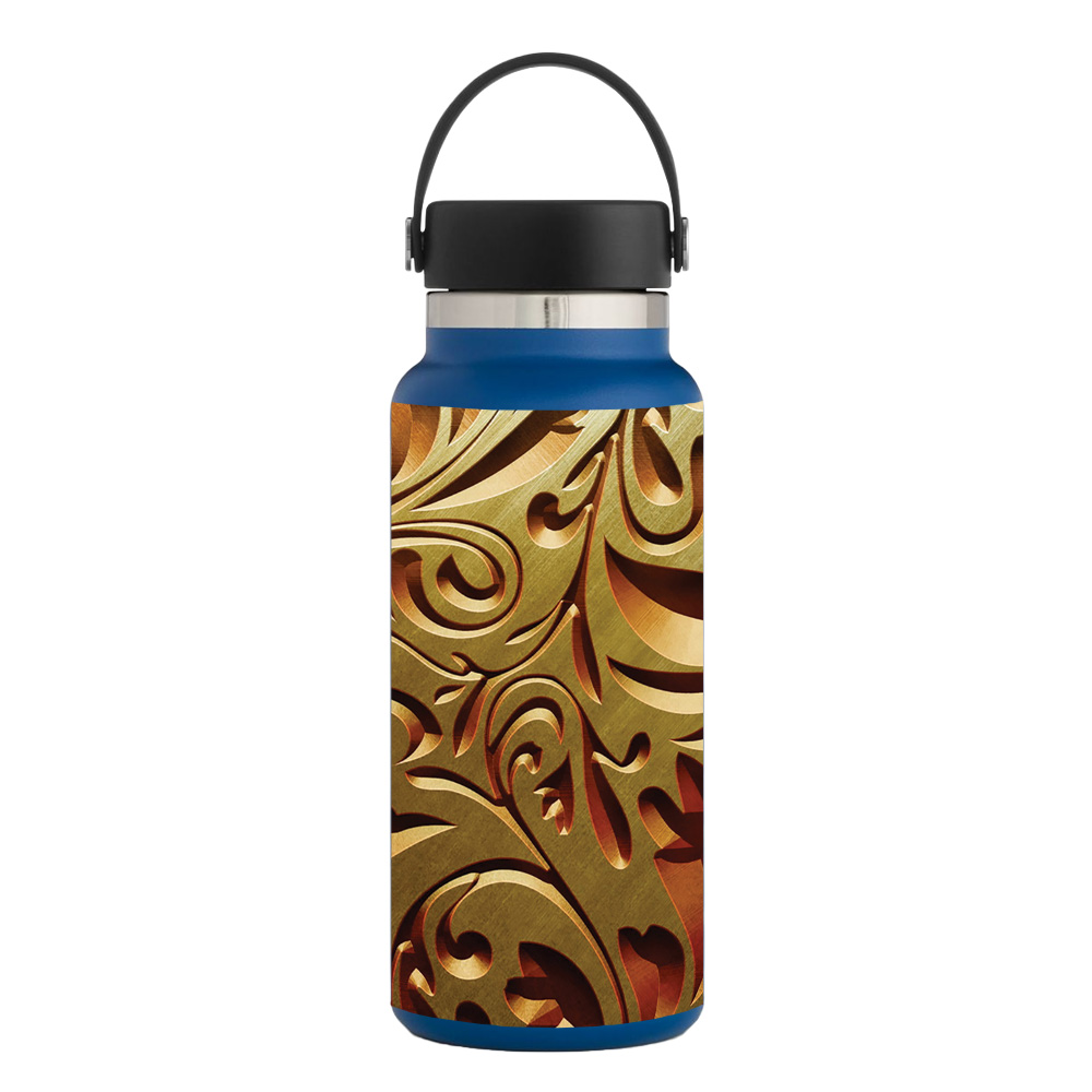 Picture of MightySkins HFWI32-Mosaic Gold Skin for Hydro Flask 32 oz Wide Mouth - Mosaic Gold
