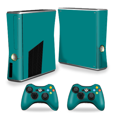 XBOX360S-Solid Teal Skin Decal Wrap for Xbox 360 S Slim Plus 2 Controllers - Solid Teal -  MightySkins