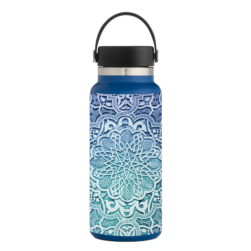 Picture of MightySkins HFWI32-Carved Blue Skin for Hydro Flask 32 oz Wide Mouth - Carved Blue