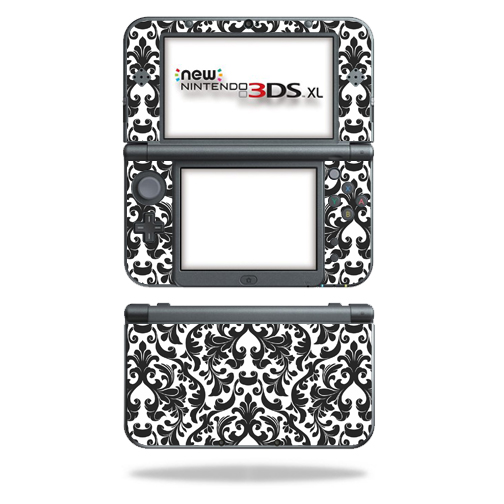NI3DSXL2-Black Damask Skin Decal Wrap for New Nintendo 3DS XL 2015 Cover Sticker - Black Damask -  MightySkins