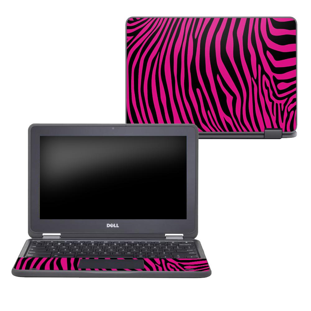 CF-DECHR3189-Pink Zebra Carbon Fiber Skin Decal Wrap for Dell Chromebook 11 in. 3189 Sticker - Pink Zebra -  MightySkins