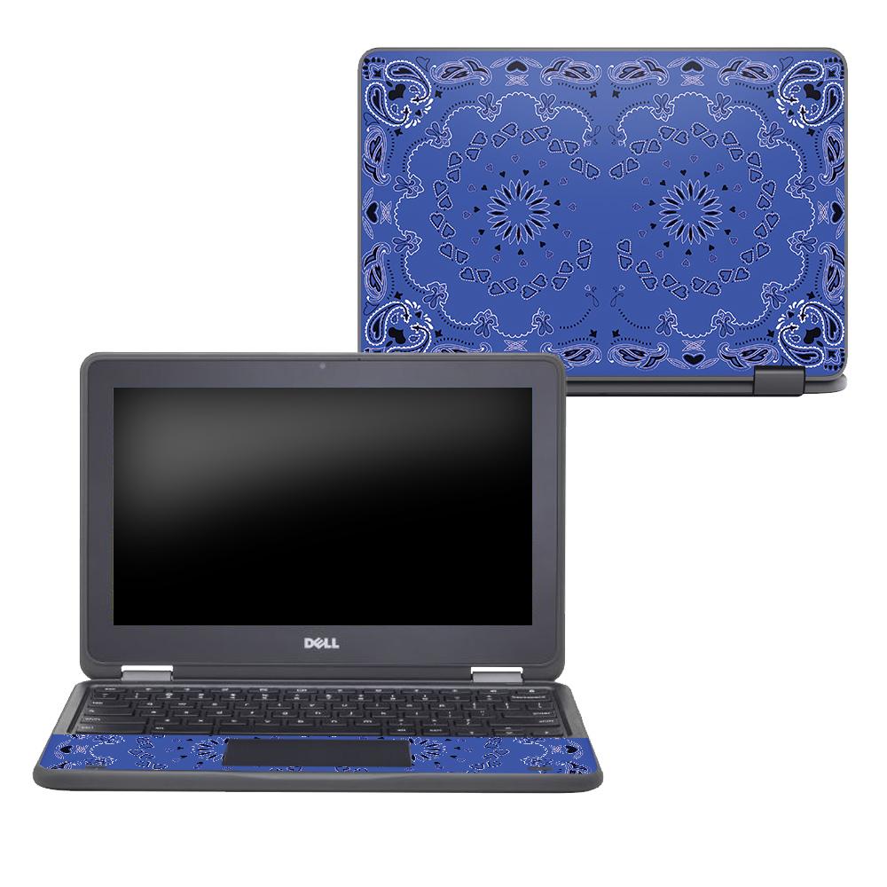 CF-DECHR3189-Blue Bandana Carbon Fiber Skin Decal Wrap for Dell Chromebook 11 in. 3189 Sticker - Blue Bandana -  MightySkins