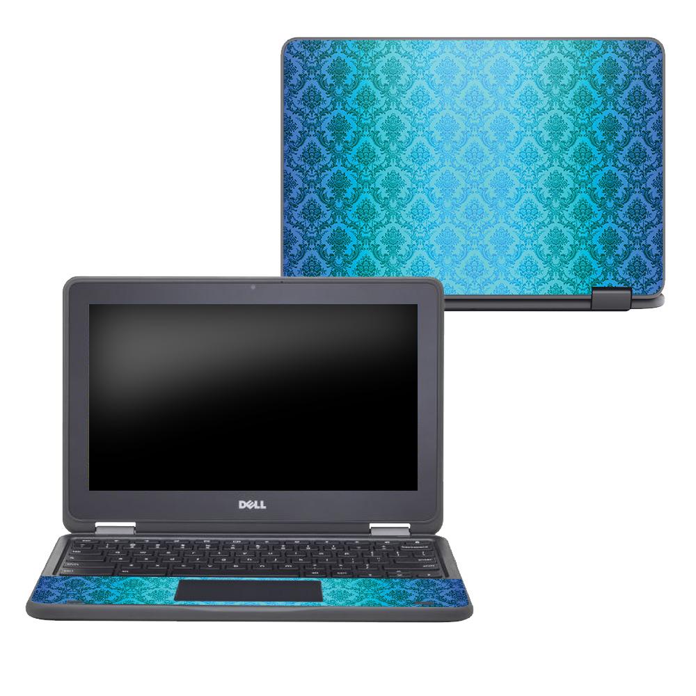 CF-DECHR3189-Blue Vintage Carbon Fiber Skin Decal Wrap for Dell Chromebook 11 in. 3189 Sticker - Blue Vintage -  MightySkins