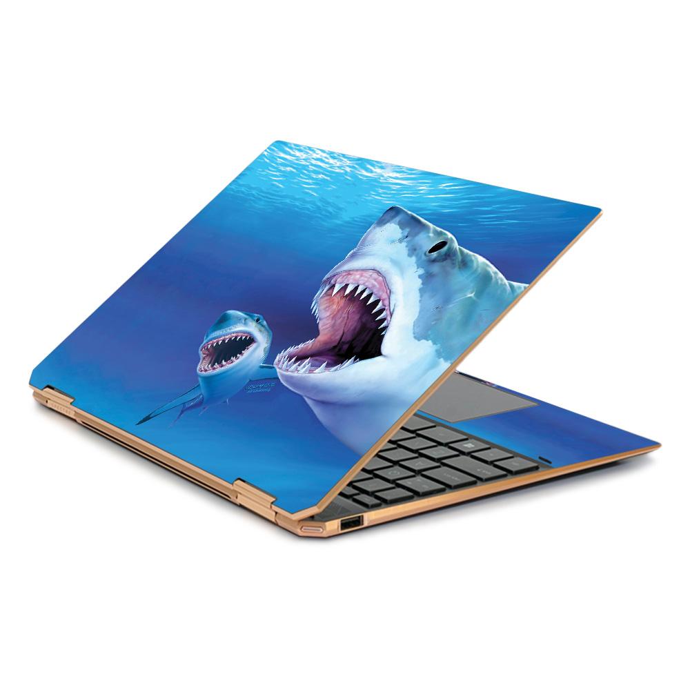 CF-HPS3601319-Great Whites Carbon Fiber Skin Decal Wrap for HP Spectre X360 13.3 in. Gem-Cut 2019 Sticker - Great Whites -  MightySkins