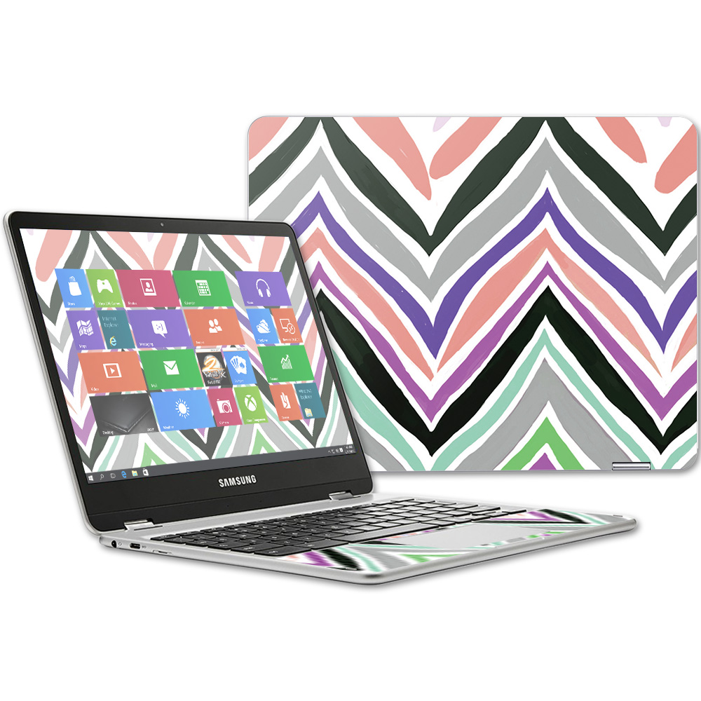 SACHBOPL-Colorful Chevron 12.3 in. Skin Decal Wrap for Samsung Chromebook Plus 2017 Sticker - Colorful Chevron -  MightySkins