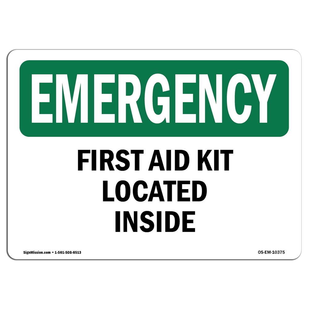 7 x 10 in. OSHA Emergency Sign - First Aid Kit Located Inside -  Amistad, AM3900831