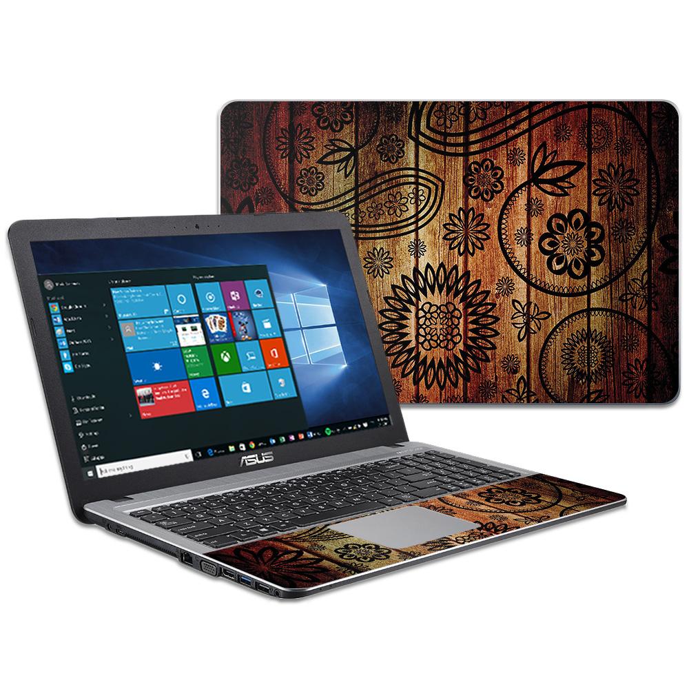 ASVIVO15-Wooden Floral Skin Decal Wrap for Asus Vivobook X540SA X540LA 15.6 in. - Wooden Floral -  MightySkins