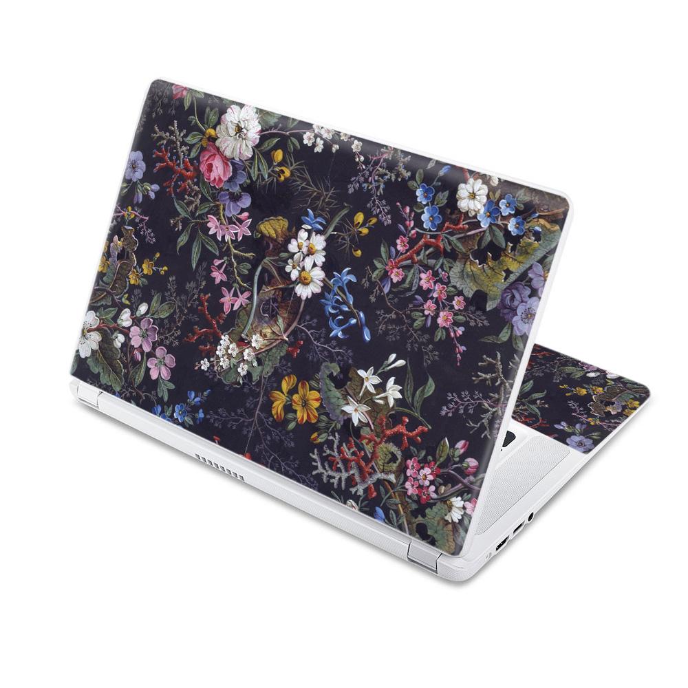 CF-ACCR15-Midnight Blossom Carbon Fiber Skin Decal Wrap for Acer Chromebook 15 15.6 in. 2017 Sticker - Midnight Blossom -  MightySkins
