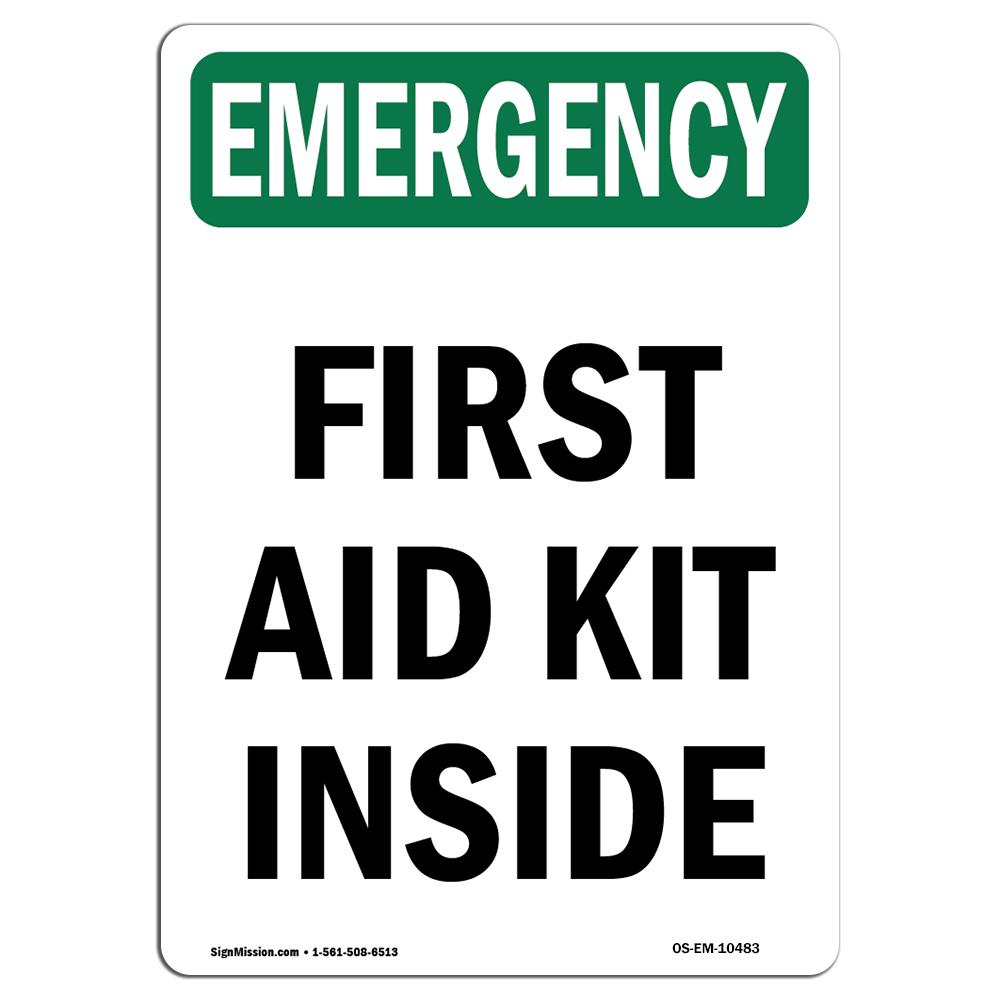 7 x 10 in. OSHA Emergency Sign - First Aid Kit Inside -  Amistad, AM3898185