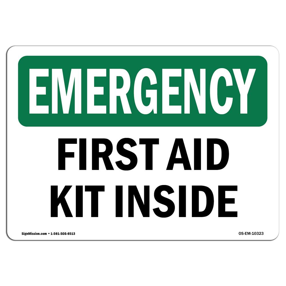 7 x 10 in. OSHA Emergency Sign - First Aid Kit Inside -  Amistad, AM3995099