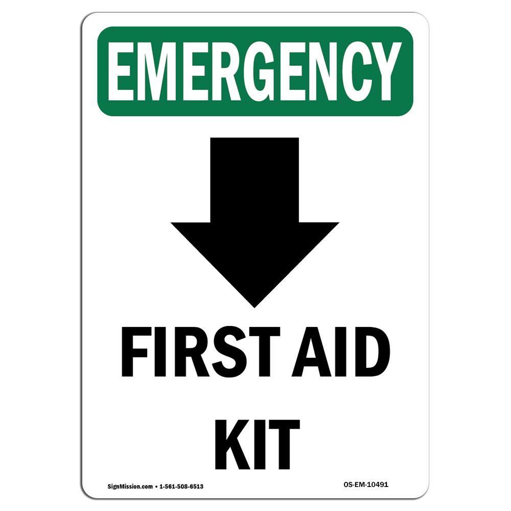 7 x 10 in. OSHA Emergency Sign - First Aid Kit with Symbol -  Amistad, AM3993938