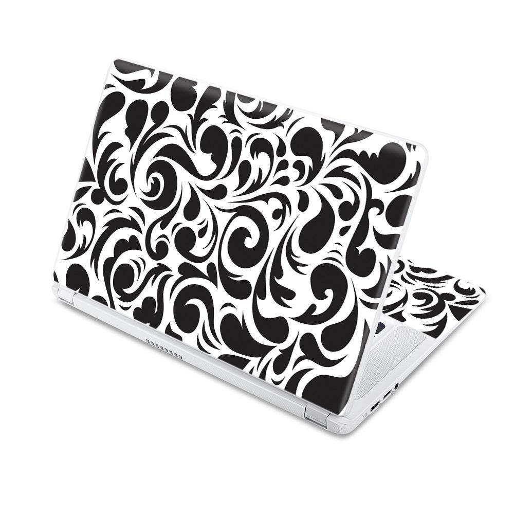 CF-ACCR15-Swirly Black Carbon Fiber Skin Decal Wrap for Acer Chromebook 15 15.6 in. 2017 - Swirly Black -  MightySkins
