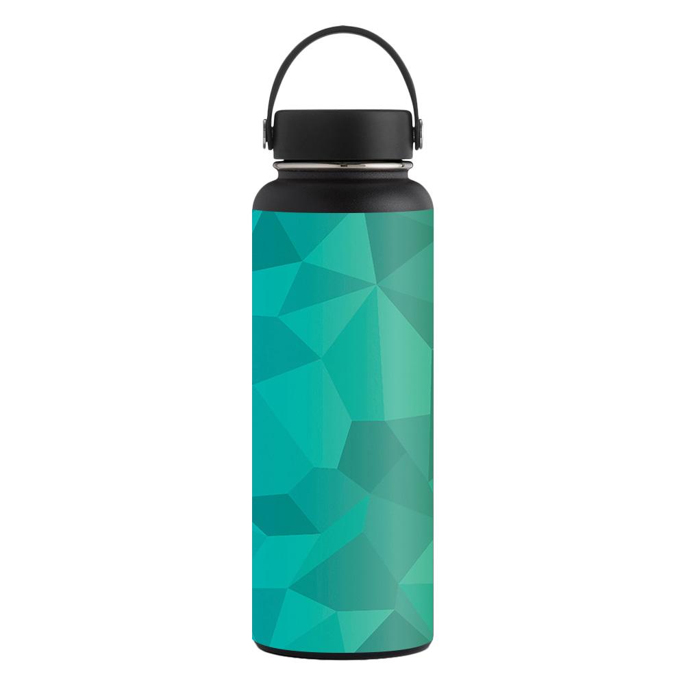 Picture of MightySkins CF-HFWI40-Blue Green Polygon Carbon Fiber Skin for Hydro Flask 40 oz Wide Mouth Sticker - Blue Green Polygon