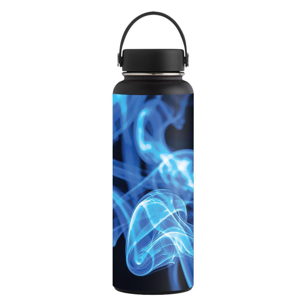 Picture of MightySkins CF-HFWI40-Blue Flames Carbon Fiber Skin for Hydro Flask 40 oz Wide Mouth Sticker - Blue Flames