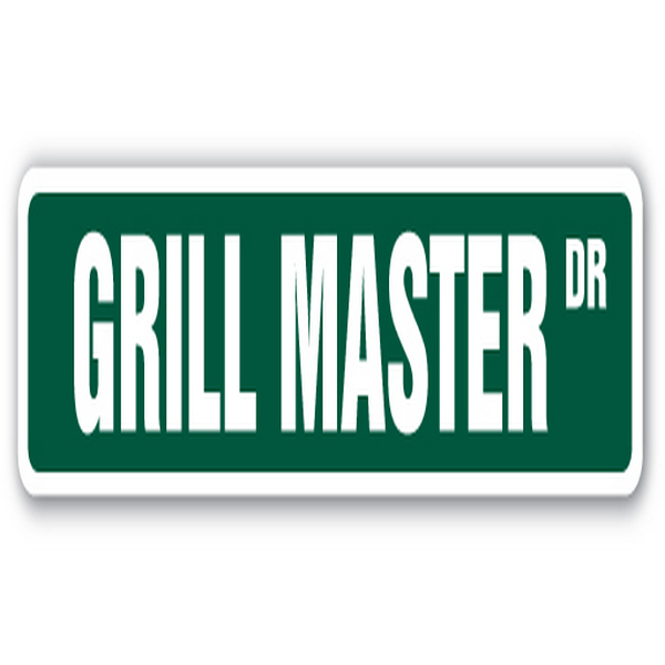 4 x 18 in. Street Sign - Grill Master - Cook BBQ Grilling Cookout Bar -  Amistad, AM4019533