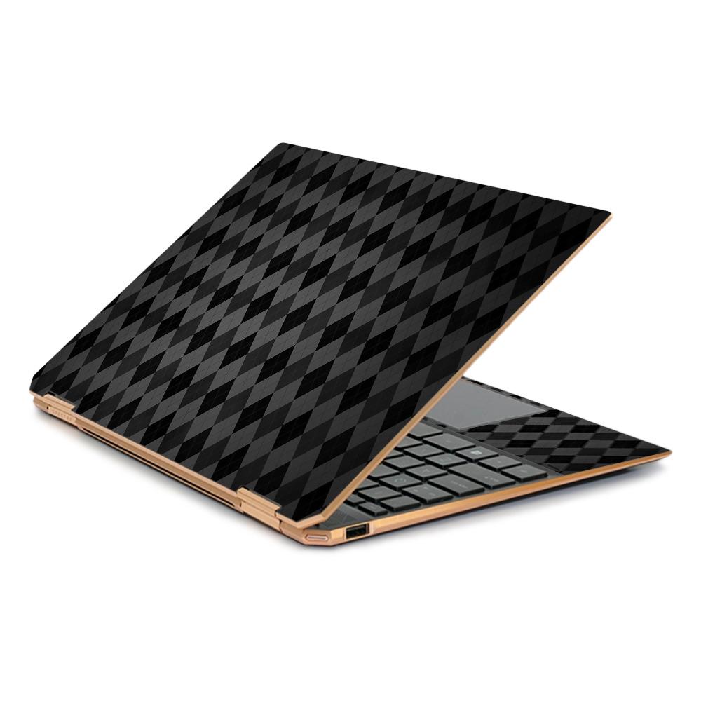 CF-HPS3601319-Black Argyle Carbon Fiber Skin Decal Wrap for HP Spectre X360 13.3 in. Gem-Cut 2019 Sticker - Black Argyle -  MightySkins