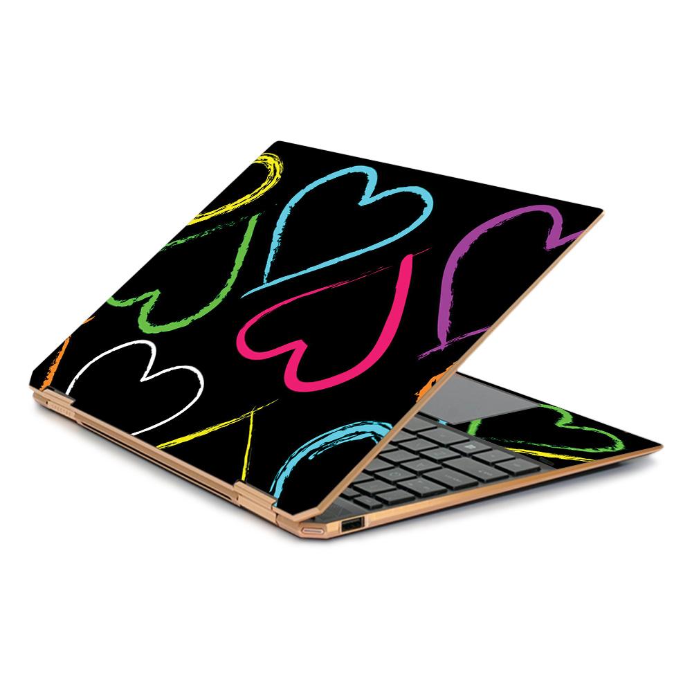 CF-HPS3601319-Hearts Carbon Fiber Skin Decal Wrap for HP Spectre X360 13.3 in. Gem-Cut 2019 Sticker - Hearts -  MightySkins