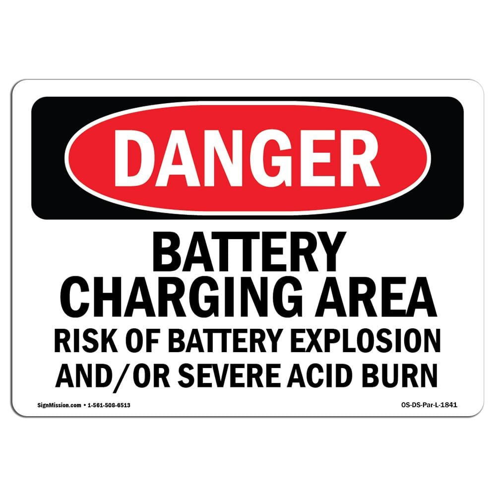 7 x 10 in. OSHA Danger Sign - Battery Charging Area Risks -  Amistad, AM4032351