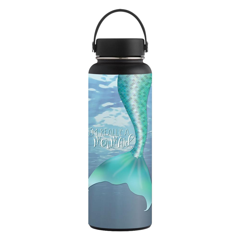 Picture of MightySkins CF-HFWI40-Im Really A Mermaid Carbon Fiber Skin for Hydro Flask 40 oz Wide Mouth Sticker - Im Really a Mermaid