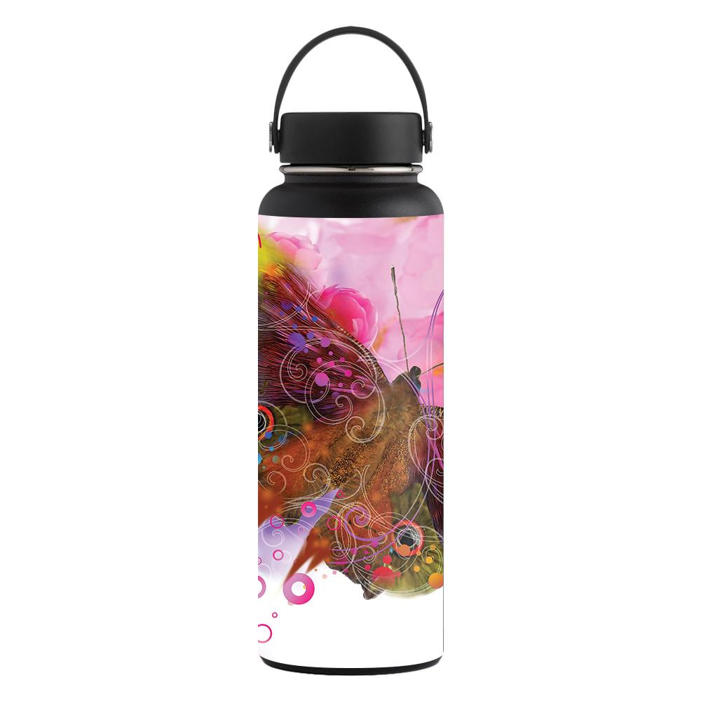 Picture of MightySkins CF-HFWI40-Hippie Butterfly Carbon Fiber Skin for Hydro Flask 40 oz Wide Mouth Sticker - Hippie Butterfly