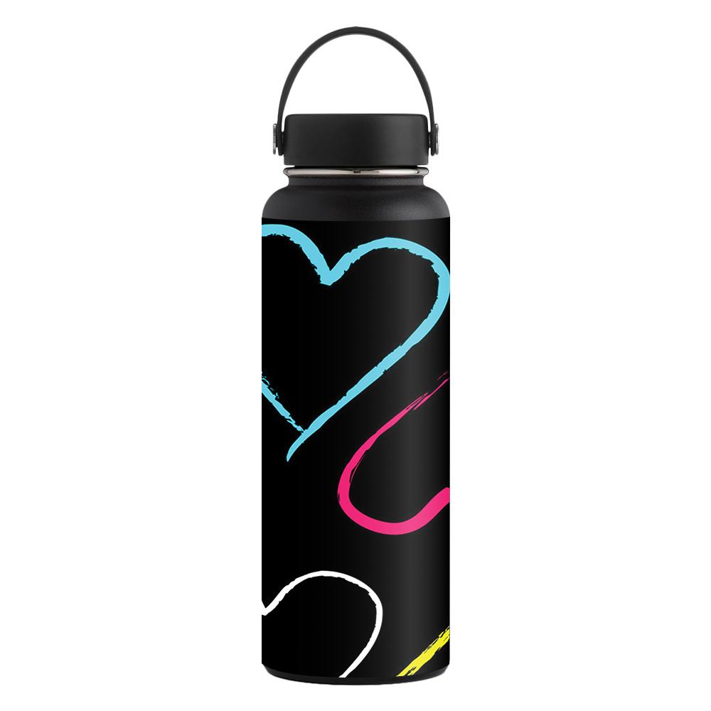 Picture of MightySkins CF-HFWI40-Hearts Carbon Fiber Skin for Hydro Flask 40 oz Wide Mouth Sticker - Hearts