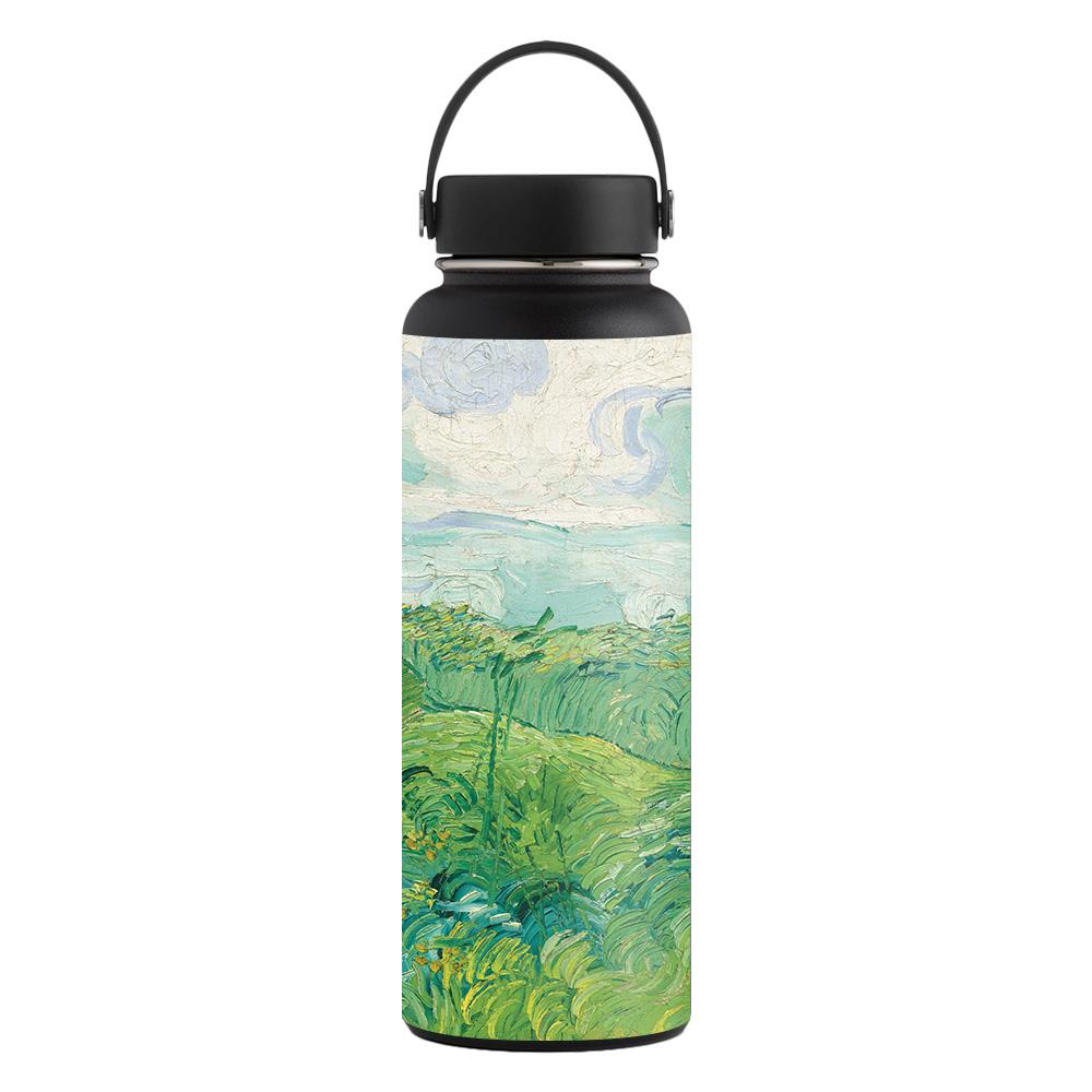 Picture of MightySkins CF-HFWI40-Green Wheat Fields Carbon Fiber Skin for Hydro Flask 40 oz Wide Mouth Sticker - Green Wheat Fields