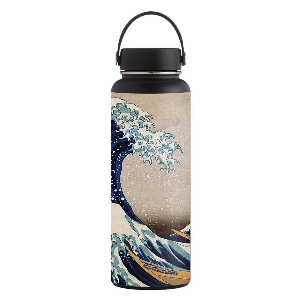 Picture of MightySkins CF-HFWI40-Great Wave Of Kanagawa Carbon Fiber Skin for Hydro Flask 40 oz Wide Mouth Sticker - Great Wave of Kanagawa