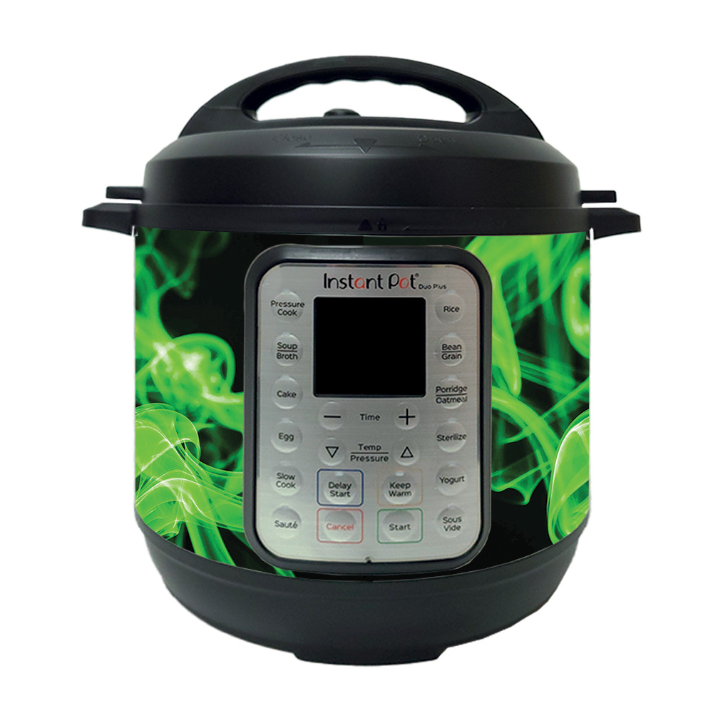 Picture of MightySkins INPTDO6QT-Green Flames Skin Decal Wrap for Instant Pot Duo 6 qt. Sticker - Green Flames