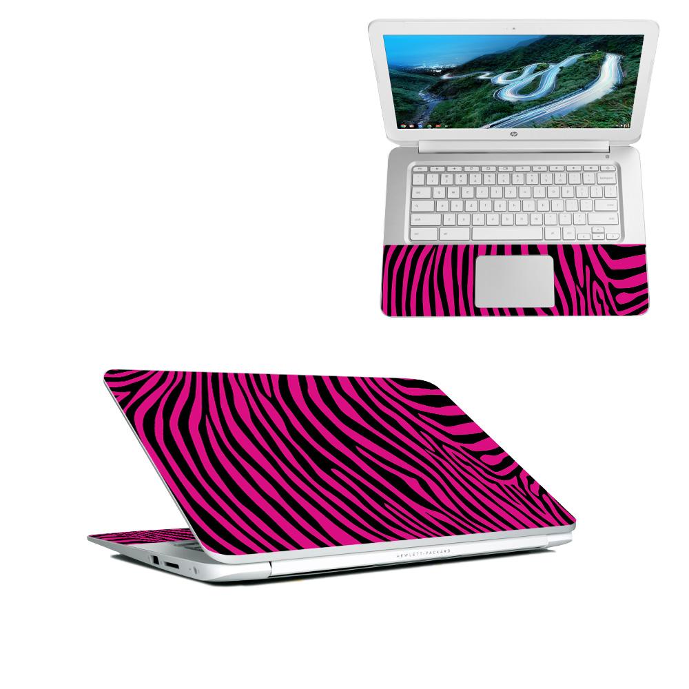 CF-HPCH1418-Pink Zebra Carbon Fiber Skin Decal Wrap for HP Chromebook 14 in. 2018 Sticker - Pink Zebra -  MightySkins